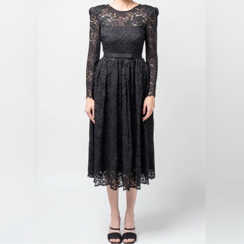 Self-Portrait Black Lace Long Sleeve Dress